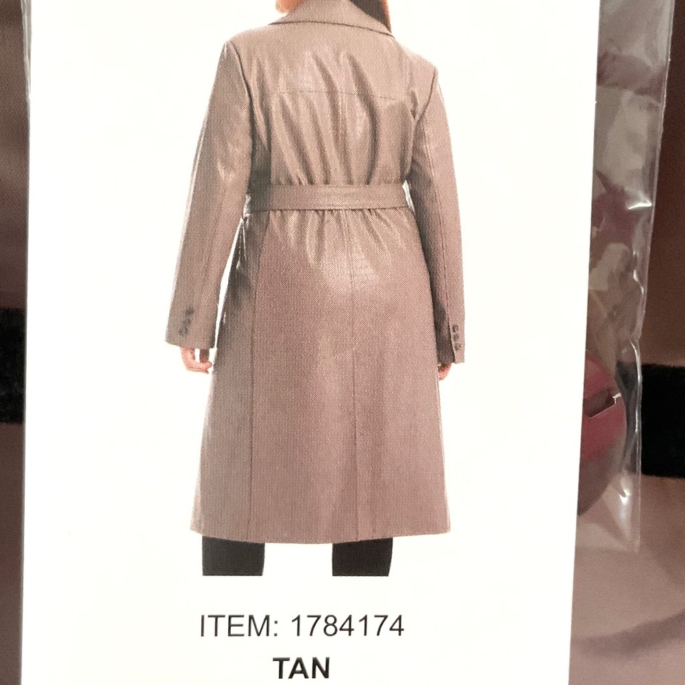 NWT Vince Camuto Faux Leather Trench Coat Tan Croc Embossed  Maxi Jacket Size XL - Picture 8 of 14